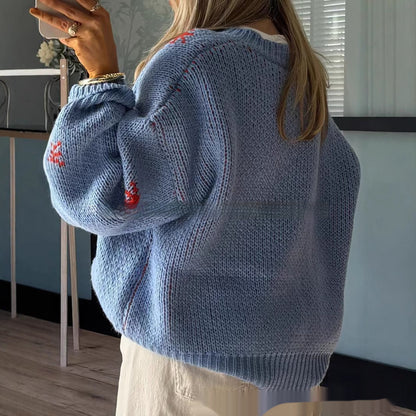 Pull mi-long en laine à manches longues pour femme